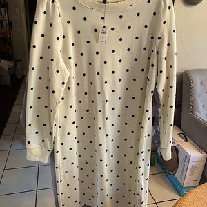 Cream Dress with black polka dots